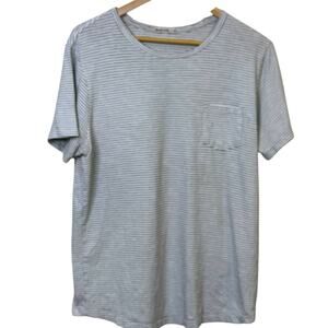 Marine Layer Size Medium Black and White Striped Boyfriend Pocket Tee Shirt